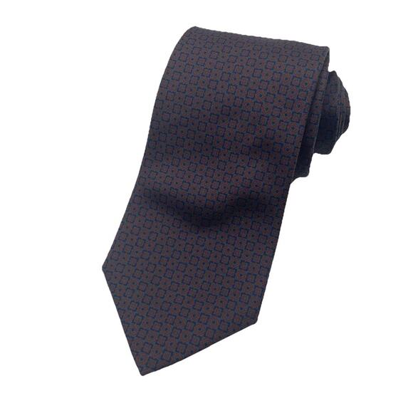 Etro Men Neck Tie Black Red Geometric Print Classic Preppy Designer Milano Italy - Picture 1 of 10